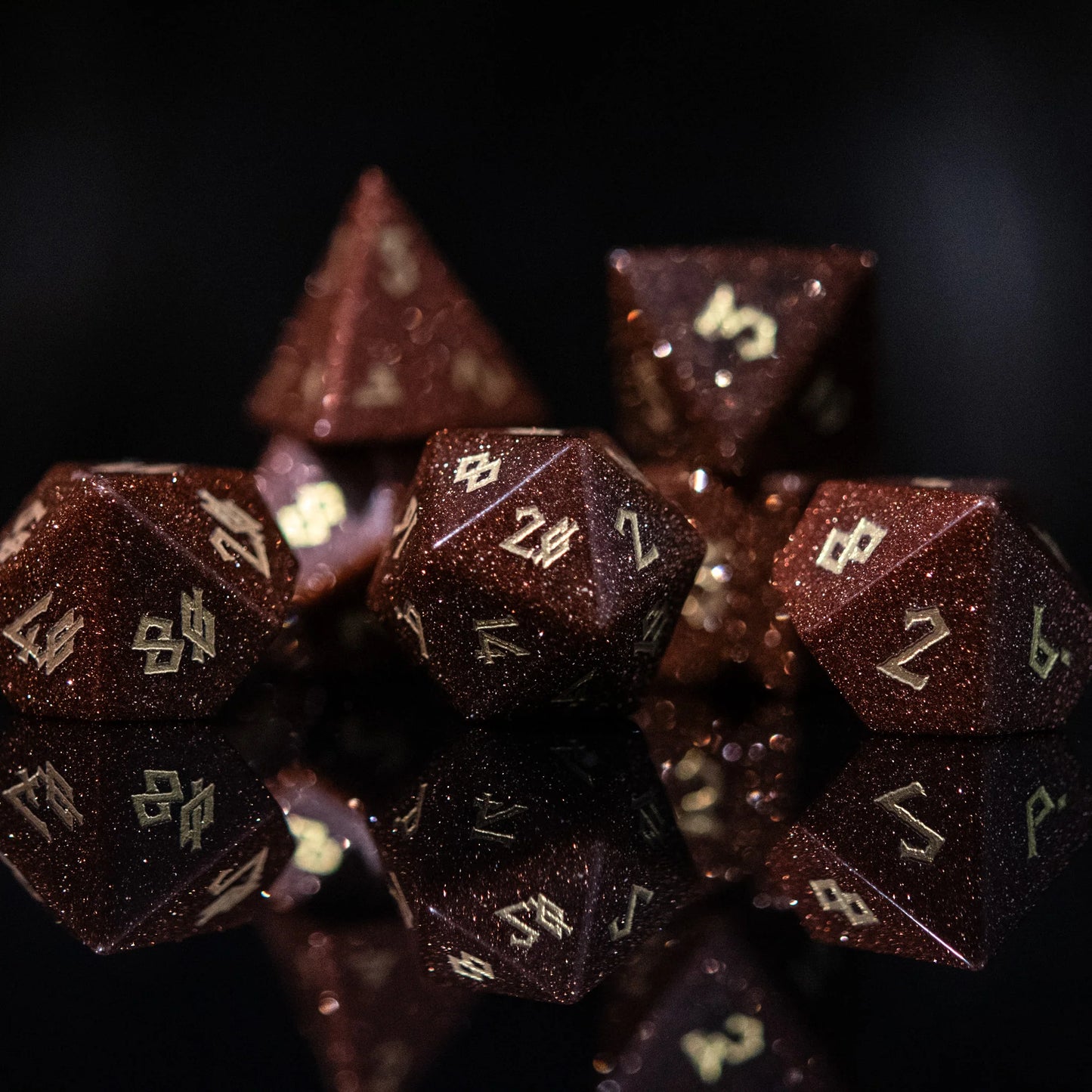 Gold Sandstone Stone Dice Set