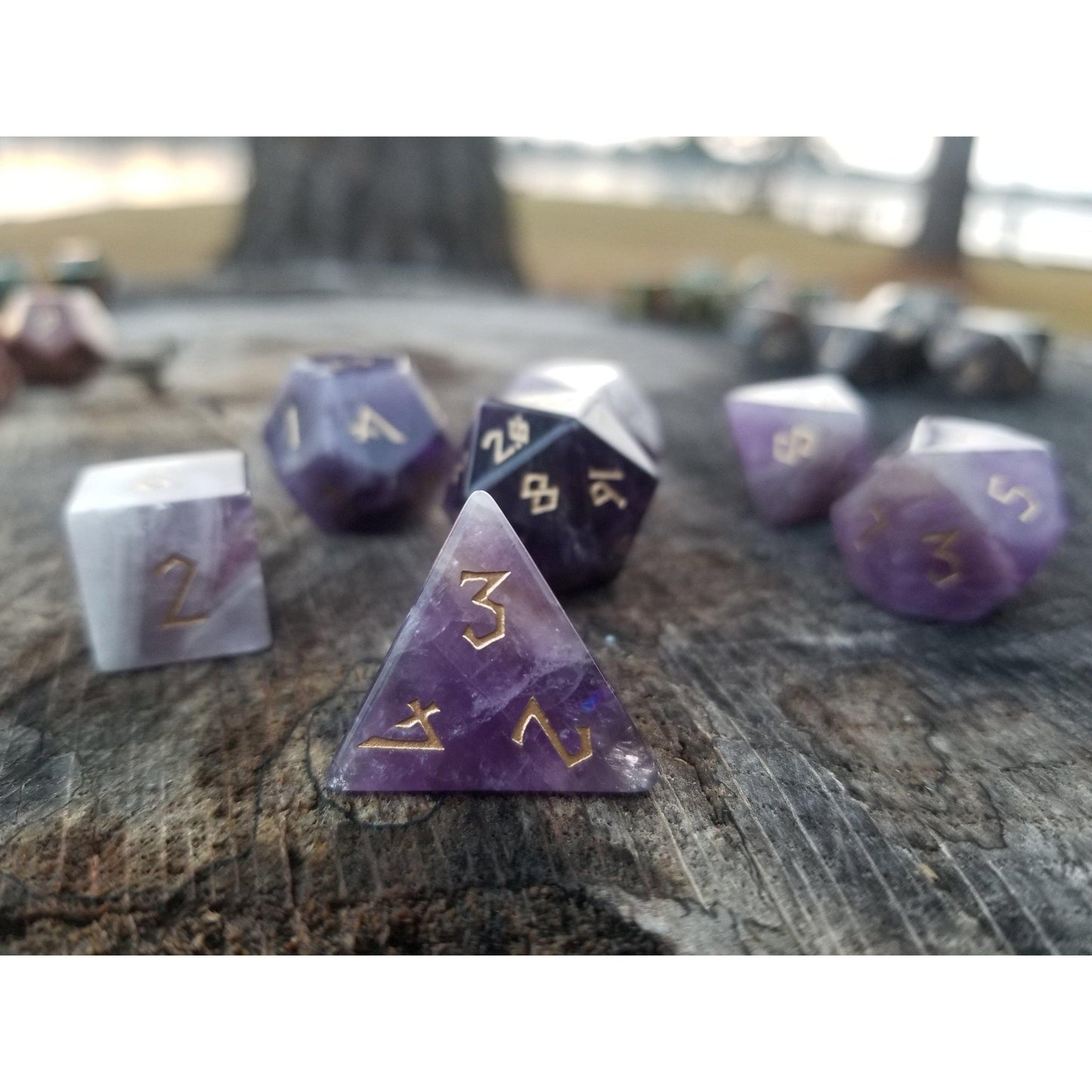 Amethyst Stone Dice Set