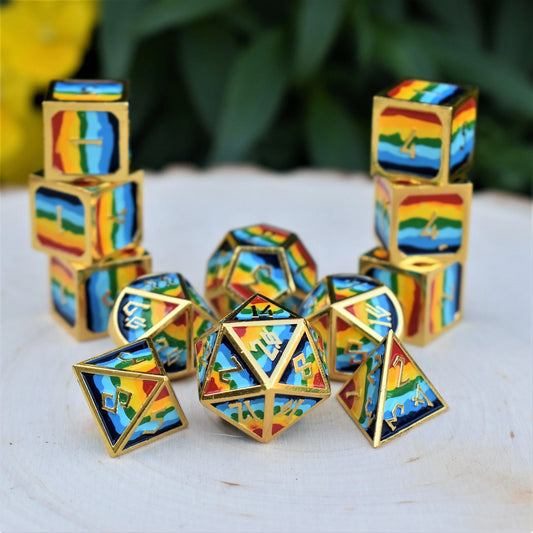 Elder Runes Pride And Gold Metal Dice Set