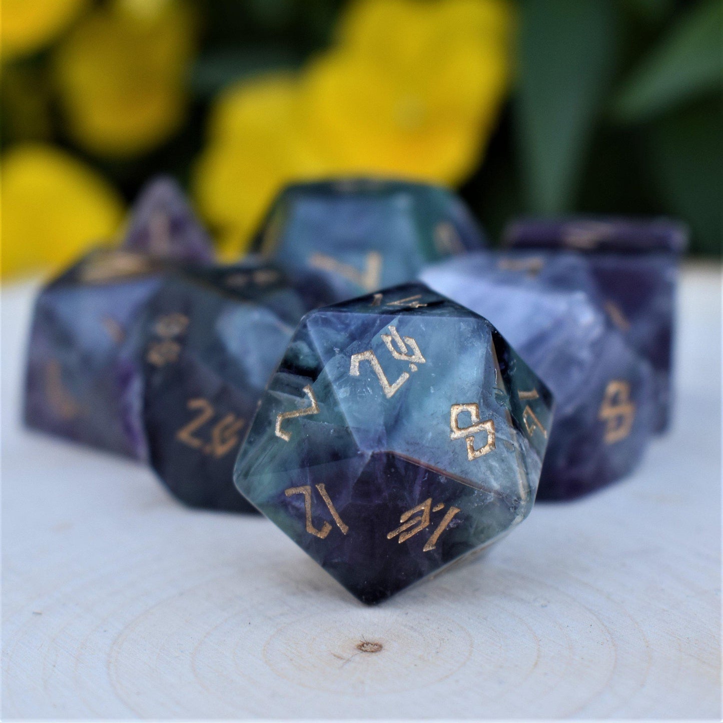 Purple Fluorite Stone Dice Set